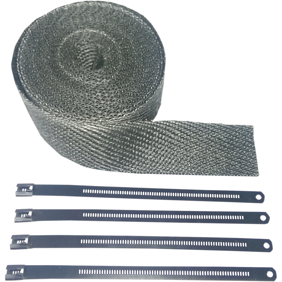 H/D CYCLE EXHAUST PIPE WRAP BLACK W/ STAINLESS STEEL