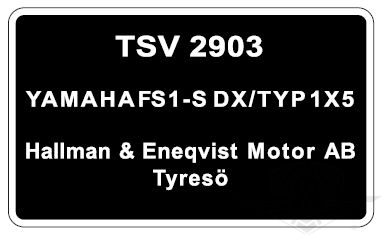 Yamaha Type Plate FS1-S DX/Typ 1X5