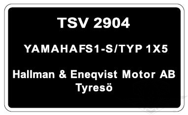 Yamaha Type Plate FS1-S /Typ 1X5