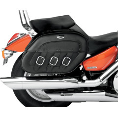 KAWASAKI VN1600 VULCAN CLASSIC 2003-2008 SADDLEBAG SPECIFIC FIT SYNTHETIC LEATHER PLAIN BLACK