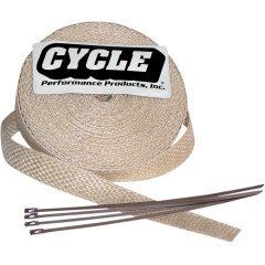 CYCLE PERFORMANCE WRAP KIT EXHAUST 2" X 25' WITH TIE NATURAL/STAINLESS