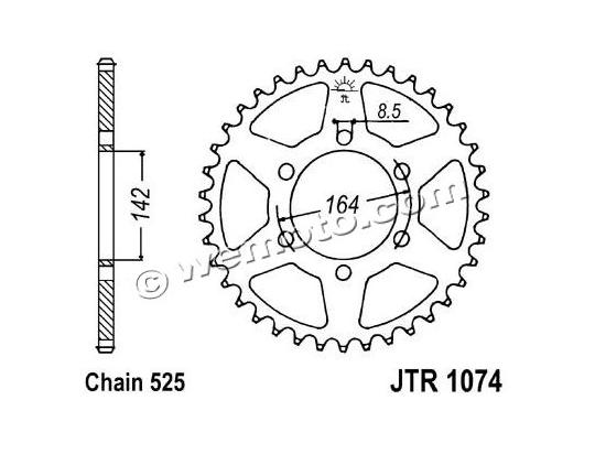 1074-44 REAR SPROCKET CARBON STEEL