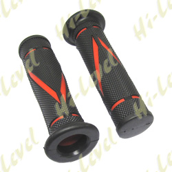 GRIPS DIAMOND BLACK WITH RED CUT OUT TO FIT 7/8" HANDLEBARS