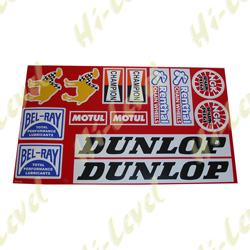 ASSORTED STICKERS DUNLOP, NGK, CHAMPION, RENTHAL, BEL-RAY (1 SET)
