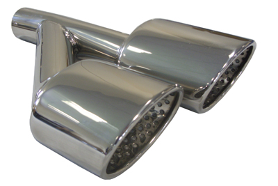 TAIL PIPE L/H AMG Style Tails on a Y-Piece AMG Style Tails on a Y-Piece. 40mm inlet, 400mm length, 217mm total width. Tails 100mm x 78mm   