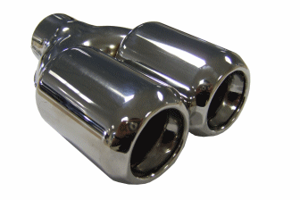 TAIL PIPE Twin 3" TailpipeTwin 76mm (3 inch) Bullet style on Y with Perf inserts. 63mm inlet. Length 200mm. Total width 155mm