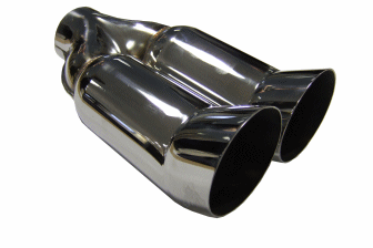 TAIL PIPE Twin 3.5 inch up swept Twin 89mm (3.5 inch) DTM on a Y. 67mm Inlet. 270mm Length.   