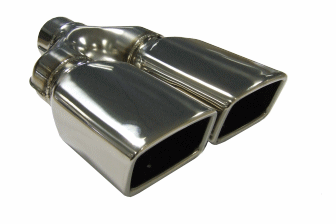 TAIL PIPE Twin 3.5" Slashed Rectangle Tail Twin 89mm x 60mm Slash Cut, In rolled on a Y. 57mm inlet. 270mm Length. 185mm Total width  
