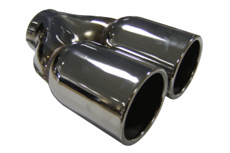 TAIL PIPE Twin 3" In Rolled Tail Twin 76mm In Rolled (3 inch) on a Y. 63mm inlet. 200mm Length. 155mm Total width   