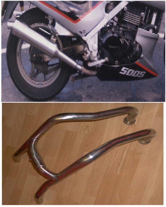 KAWASAKI GPX250R, EX250, ZZR250 PREDATOR FRONT PIPES WITH LINK PIPE IN S/STEEL