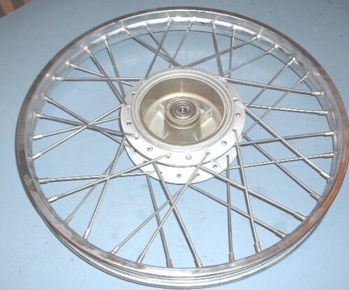 Yamaha FS1, FS1-E 1974-1990 Front wheel, suits models with brake plate on left side, (SPEEDO DRIVE IS FLUSH WITH HUB AND X2 TAGS TYPE NOT STICKING OUT BY 12MM) 