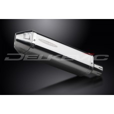DELKEVIC EXHAUST SILENCER WITH REMOVABLE BAFFLE 320mm TRI-OVAL STAINLESS STEEL (right)