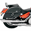 KAWASAKI VN1500 VULCAN CLASSIC, VN1500 VULCAN CLASSIC TOURER, VN1500FI VULCAN CLASSIC 1998-2008 SADDLEBAG SPECIFIC FIT RIGID MOUNT SYNTHETIC LEATHER TEARDROP STUDDED CONCHO BLACK