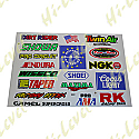 ASSORTED STICKERS LARGE WISECO, COORS, RK, SMITH, SHOWA, MICHELIN