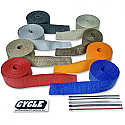 CYCLE PERFORMANCE WRAP KIT EXHAUST 2" X 25' WITH TIE RED/RED