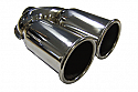 TAIL PIPE Twin 3" Out Rolled Twin 76mm (3 inch) Out Rolled on a Y. 51mm inlet. 230mm Length. 180mm Total Width   