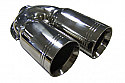 TAIL PIPE Twin 3" Tailpipe Twin 76mm (3 inch) staggered on a Y, Double Skinned. 51mm inlet. Length 225mm. Total width 225mm   