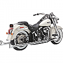 H/D FLST, FXST TRUE DUALS EXHAUST SYSTEM CHROME WITH FISHTAIL TIPS